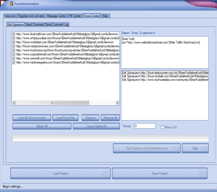 Web Traffic Machines Forum Dominator Signature Editor Screenshot